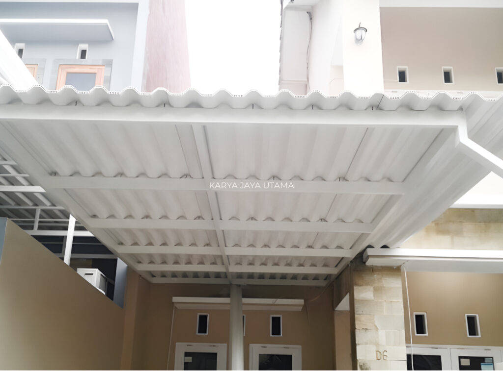 atap uPVC Rooftop warna putih untuk proyek atap kanopi rumah tinggal