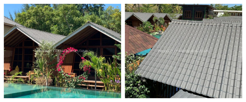 genteng upvc royal roof single layer warna custom untuk proyek WAH Resort 